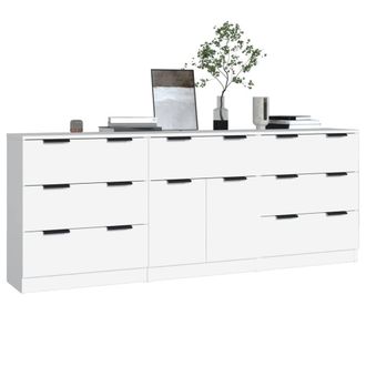 Berkfield Home Decorative 3 Piece Sideboards White Engineered Wood