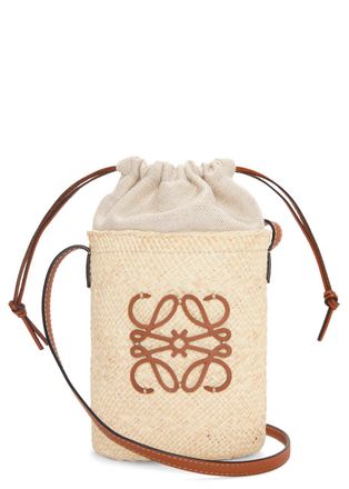 Loewe X Paulas Ibiza Logo Raffia and Cotton Cross-body bag - Natural - One Size