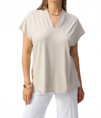 Joseph Ribkoff V-Neck Short Dolman Sleeve Top In Vanilla