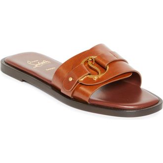 Christian Louboutin Chamebelimule Slide Sandal in Dark Carmine/Lin Cognac at Nordstrom, Size 10.5Us
