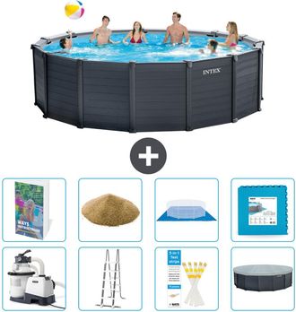 Intex Piscina Graphite Panel Redonda - 478x124 Cm - 9-piezas S557