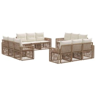 vidaXL Conjunto De Sof&aacute;s De Jard&iacute;n 12 Pcs Beige Y Blanco Crema Vidaxl