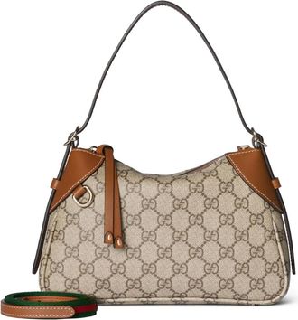 Gucci Tassen, Dames, Beige, ONE Size, Leer, GG Emblem Kleine Schoudertas