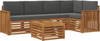 vidaXL Conjunto De Sof&aacute;s De Exterior 6 Uds. Natural Y Antracita Vidaxl