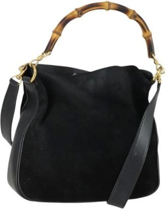Gucci Pre-owned Handbags, female, Black, Size: ONE SIZE Pre-owned Suede Handbag