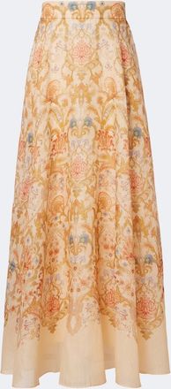 Zimmermann Falda larga Valiant de lino y seda estampada