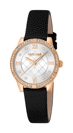 Roberto Cavalli RC5L032L0035 Womens Quartz Stainless Steel Silver Leather 5 ATM 30 mm Watch - Black - One Size