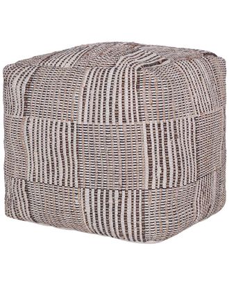 LR Home Lr Home Anna Natural/Cream Geometric Cotton/Jute Cube Pouf