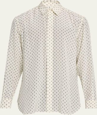 Tom Ford Mens Crepe de Chine Silk Paisley Dress Shirt