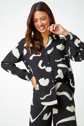 Roman Abstract Print Longline Shirt