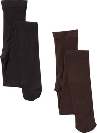 Hue Opaque Control Top Tights - Pack of 2 in Espresso/black at Nordstrom Rack, Size X-Large