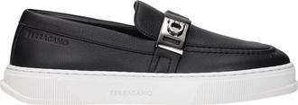 Ferragamo Hombres Slip On Brad Cuero Negro