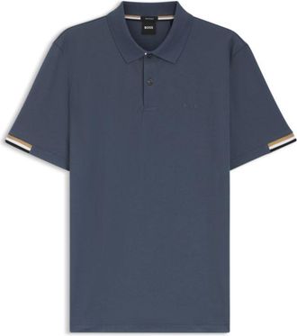 BOSS Rubberised-logo polo shirt in mercerised cotton