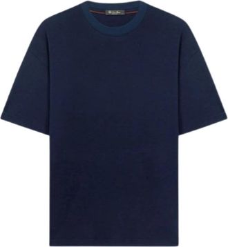 Loro Piana Cashmere Zijde T-shirt - Heren - T-shirts - Blauw - 2XL - Tops
