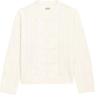 Zadig&Voltaire Truien & Vesten, Dames, Wit, M, Trui met ronde hals en pointelle breiwerk