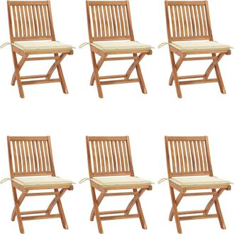 vidaXL Vidaxl - Sillas De Jard&iacute;n Plegables 6 Uds Madera Maciza Teca Con Cojines