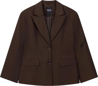 ALIX The Label Geweven Getailleerde Blazer - Dames - Blazers - Bruin - M - Leer - Jassen