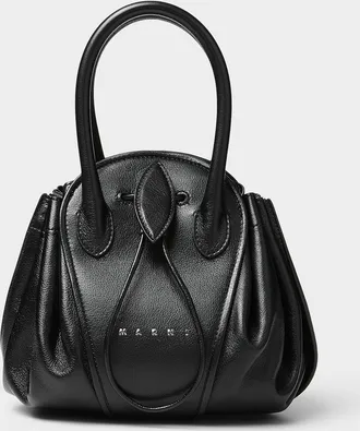 Marni Womens Tulipea pebbled leather handbag