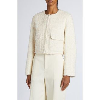 Moncler Dauphin Mixed Media Crop Jacket in Panna at Nordstrom, Size 0