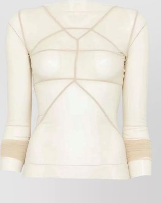 Rick Owens long sleeve boat neck sheer temple top