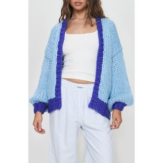 Princess Polly Lester Open Front Cardigan in Blue at Nordstrom, Size X-Small