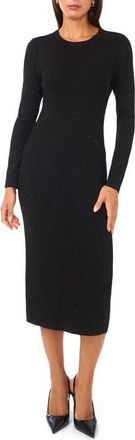 Vince Camuto Metallic Long Sleeve Sheath Dress in Rich Black at Nordstrom, Size Medium