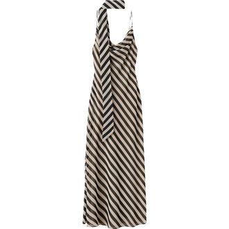 Mango Stripe Slipdress & Scarf in Ecru at Nordstrom, Size X-Small