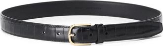 Toteme Embossed Croc Leather Belt - Dames - Riemen - Zwart - 70 CM - Leer - Accessoires