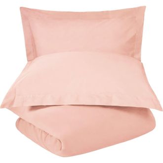 Superior Solid 300 Thread Count Sateen Duvet Cover & Shams Set in Blush at Nordstrom Rack, Size King/california King