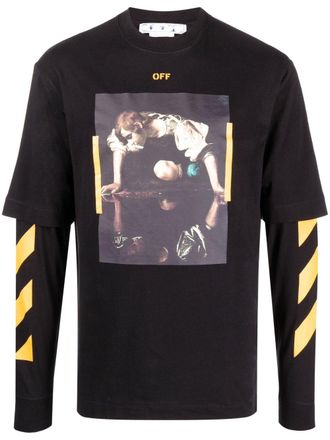 Off-white Caravaggio painting Arrows-print top - men - Cotton - S - Black