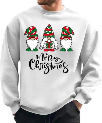 Generic Christmas Jumpers for Men Xmas Novelty Pullover Snowflakes Santa Claus Sweatshirt 3D Printed Snowman Christmas Tree Jumpers Long Sleeve Crew Neck Pull