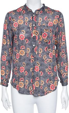 Isabel Marant Etoile Grey Floral Printed Silk Button Front Shirt