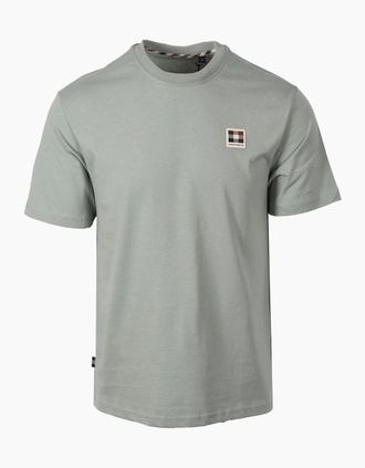 Aquascutum Mens AQUASCUTUM CLUB CHECK BADGE T-SHIRT SALVIA - Size: 46