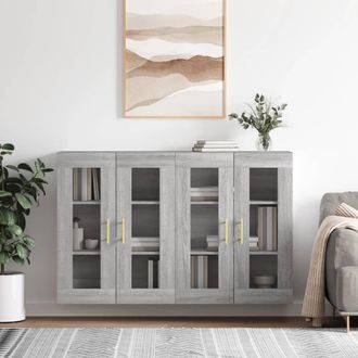 Berkfield Home Wall Mounted Cabinets 2 pcs Grey Sonoma Engineered Wood