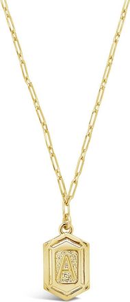 Sterling Forever Hexagon Tag Initial Necklace