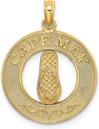 Diamond2Deal 14k Yellow Gold CAPE MAY with Flip-Flop Charm Pendant