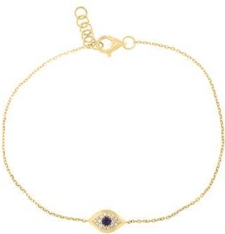 Effy 14K Gold Plated Sterling Silver Diamond & Sapphire Evil Eye Bracelet in Blue at Nordstrom Rack, Size 7.5