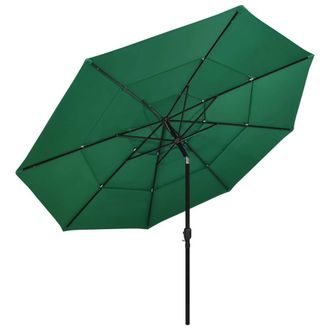 Berkfield Home 3-Tier Parasol with Aluminium Pole Green 3.5 m