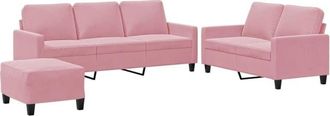 vidaXL Vidaxl - Juego De Sof&aacute;s Con Cojines 3 Piezas Terciopelo Rosa