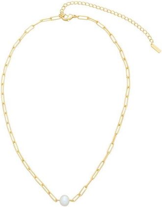 st. Moran Freshwater Pearl Paper Clip Chain Necklace in White at Nordstrom