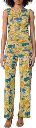 Diane Von F&uuml;rstenberg Cara Reversible Sleeveles Mesh Jumpsuit in Sea Palm Mid Crete Blue at Nordstrom, Size X-Small