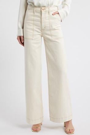 Pistola Denim Penny High Waist Wide Leg Utility Jeans in Ecru at Nordstrom Rack, Size 33P