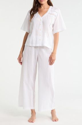 Nordstrom Peached Cotton Lawn Pajama Set in White at Nordstrom, Size X-Large