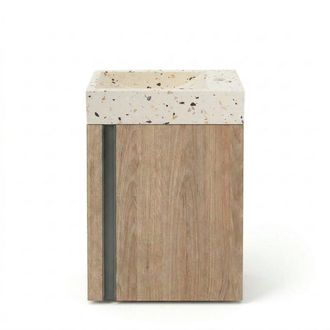 Saniclass Chaci Toiletmeubelset - 40x65cm - 1 deur - 1 kraangat - rechts - fontein terrazzo - eiken