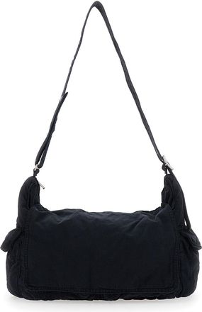 ERL Black Shoulder Bag With Adjustable Shoulder Strap In Cotton Twill Man