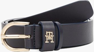 Tommy Hilfiger Womens Monogram Slim Leather Belt - Navy - 40
