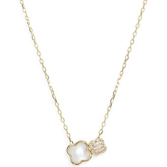 Argento Vivo Double Clover Pendant Necklace in Mother Of Pearl/Gold at Nordstrom Rack