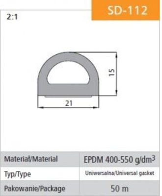 OEM Junta Autoadhesiva Negra Sd-112-0 2115mm Mb - 50 Mb - Usz Sd-112