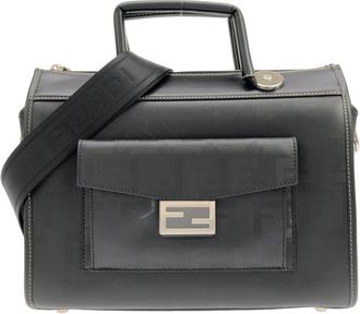 Fendi Silver Leather Boston Bag (Pre-Owned)
