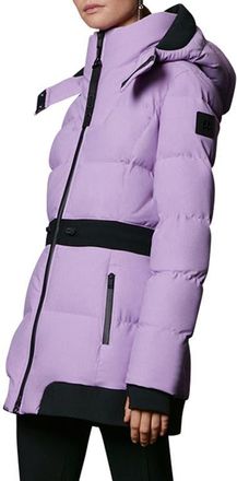 Moose Knuckles Tracadie Belted 775 Fill Power Down Puffer Jacket in Arctic Violet at Nordstrom, Size Medium